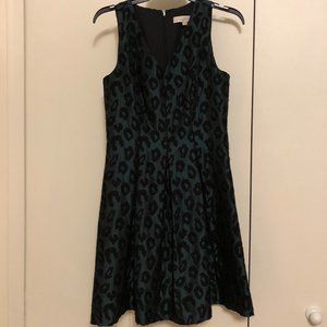 Ann Taylor LOFT emerald green leopard dress